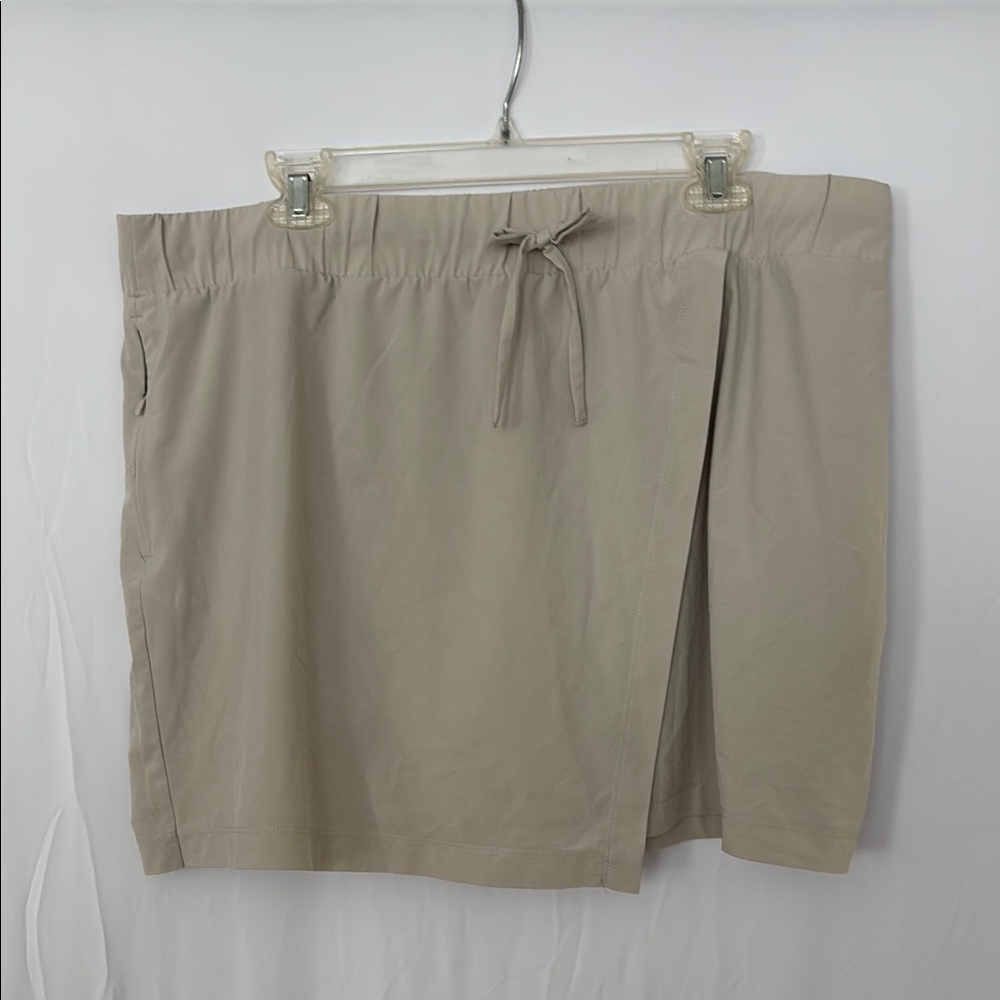 Chic Tan Wrap Skort with Tie Waist